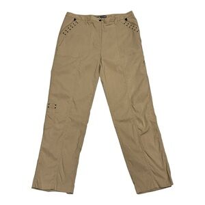 Jamie Sadock SZ 14 Khaki Pants Rayon Blend Studded Pocket Straight Leg Golf